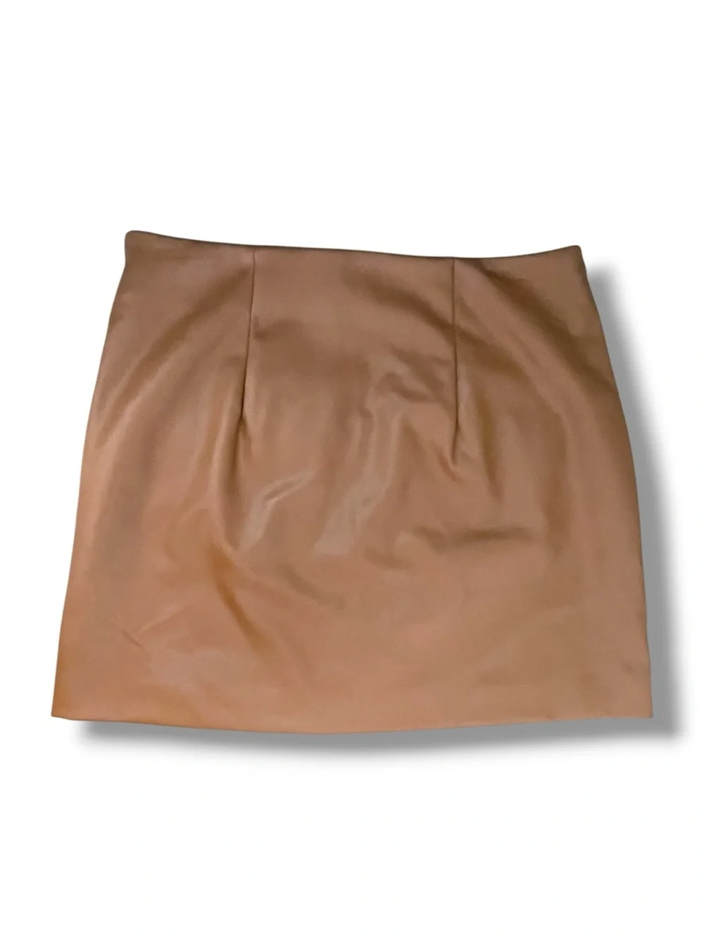 Faux Leather Mini Skirt Brown Vegan Leather Cowgirl Straight Zip NWT A New Day